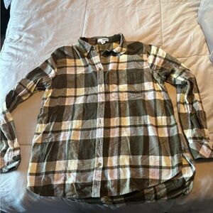 Sonoma Casual Plaid Shirt - Olive and Cream